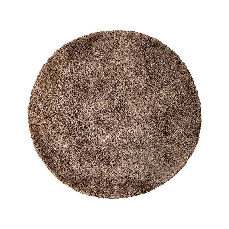 Foto van Ptmd jups brown fabric handwoven carpet round m