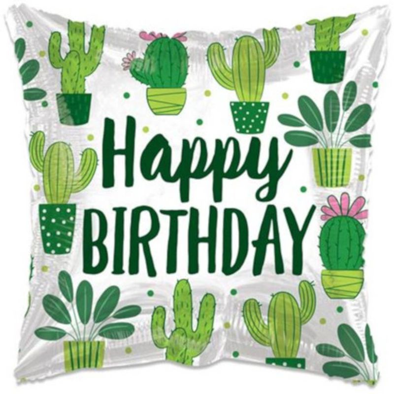 Foto van Witbaard folieballon eco cactus birthday 46 cm groen/wit