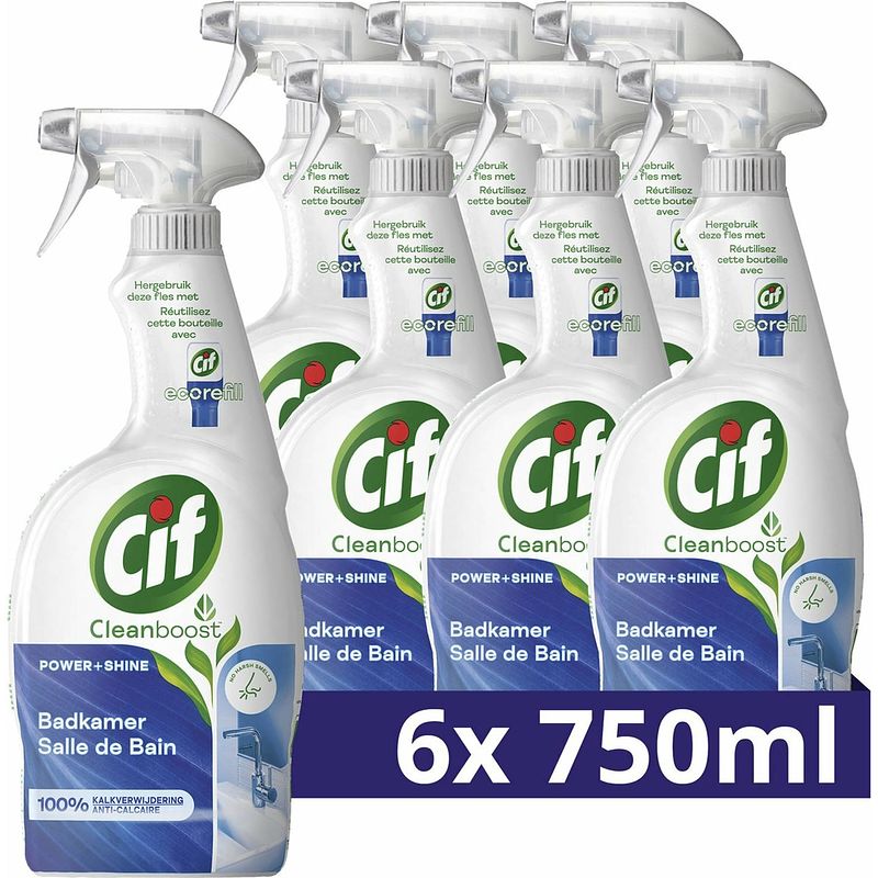 Foto van Cif power & shine: badkamer voordeelverpakking 6 x 750ml