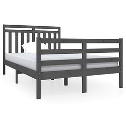 Foto van Vidaxl bedframe massief hout grijs 120x190 cm 4ft small double