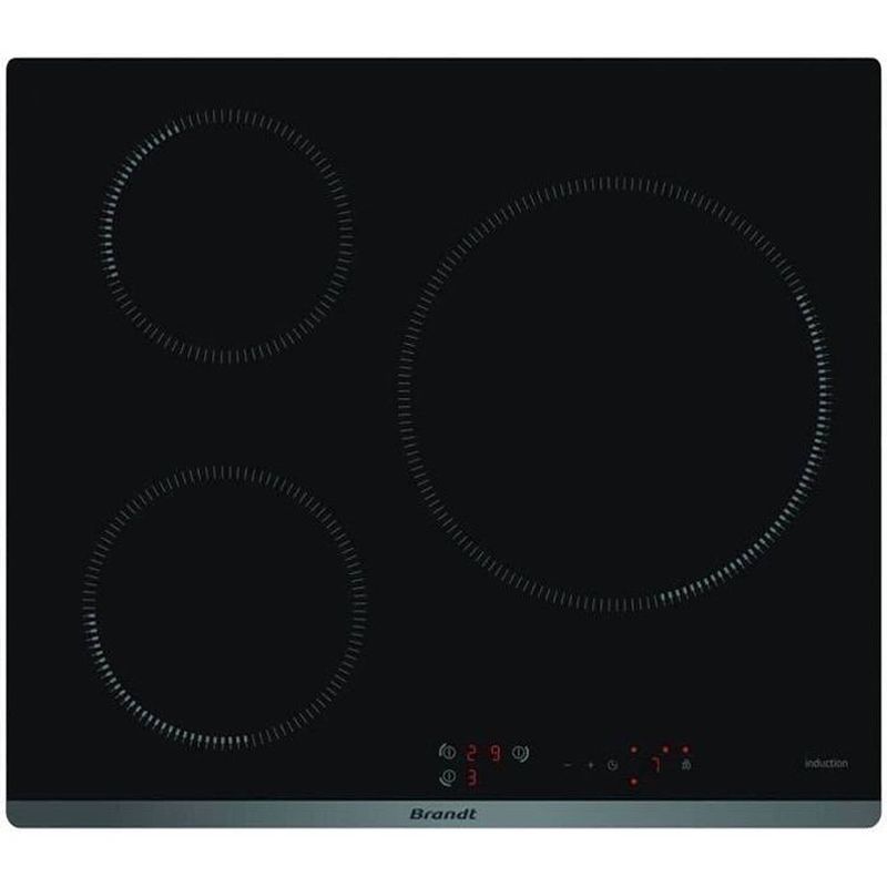Foto van Brandt ti118b - kookplaat - inductie - 3 zones - 7200w - l58 x d51cm - glascoating - zwart