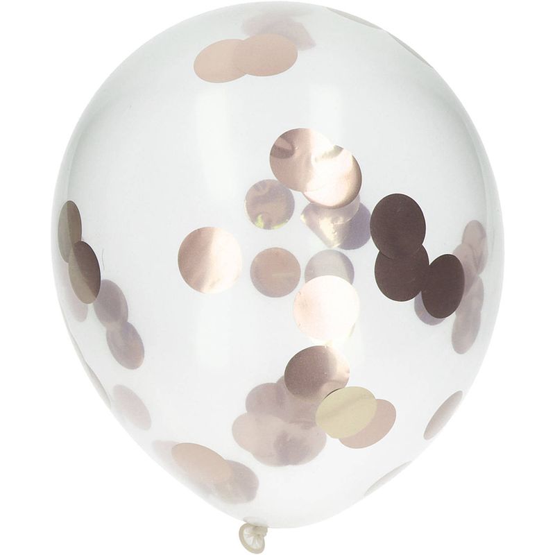 Foto van Folat ballonnen confetti 30 cm latex wit/rosé goud 4 stuks