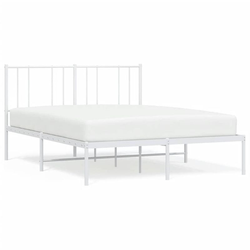 Foto van Vidaxl bedframe met hoofdbord metaal wit 120x190 cm