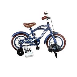 Foto van Volare kinderfiets blue cruiser - 12 inch - blauw - met fietshelm & accessoires