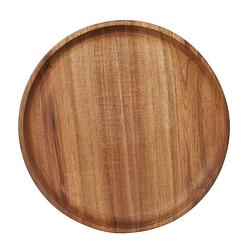 Foto van Kaarsenbord/kaarsenplateau bruin hout rond d22 cm - dienblad met opstaande rand van 2 cm.