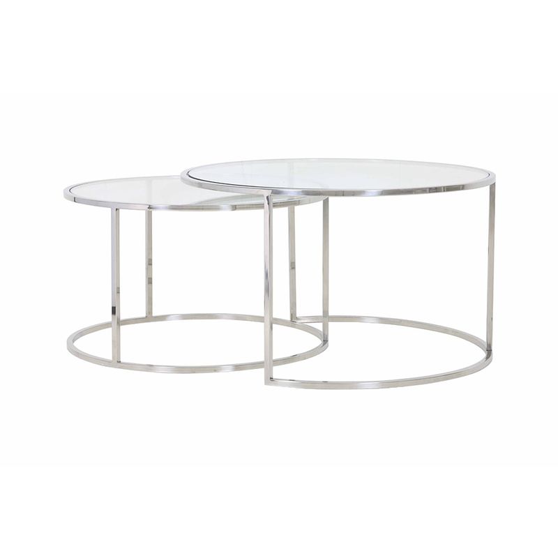 Foto van Light & living - salontafel duarte set van 2 - 75x75x44cm - zilver