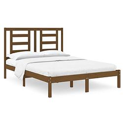 Foto van The living store houten bedframe - honingbruin - 195.5 x 125.5 x 31 cm - massief grenenhout