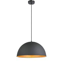 Foto van Industriële hanglamp lenn - l:41cm - e27 - metaal - zwart