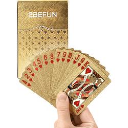 Foto van 2befun luxe waterdichte kaarten - goud - kaartspel - speelkaarten - spelletjes voor volwassenen - pokerkaarten