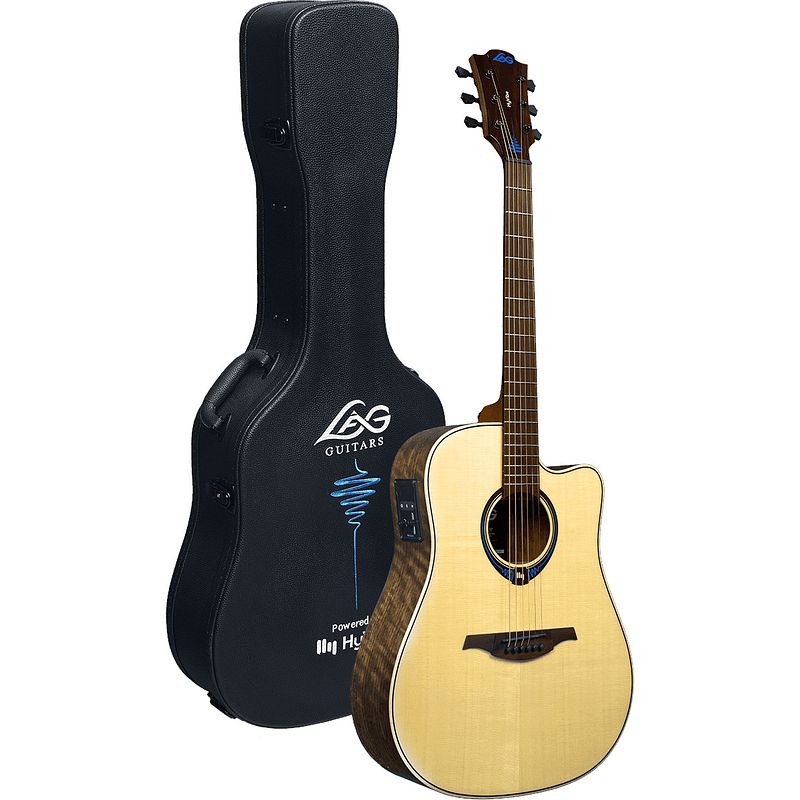 Foto van Lag guitars tramontane hyvibe 20 thv20dce glossy e/a westerngitaar met ingebouwd multi-effect en bluetooth