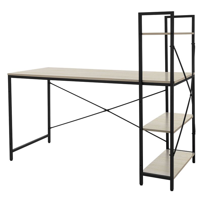 Foto van Bureau met geïntegreerde plank 140x60x121,5 cm eiken ml design