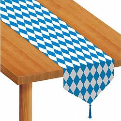 Foto van Oktoberfest oktoberfest/bierfeest beieren tafelloper 183 cm - feestartikelen tafel decoratie - versiering blauw/wit