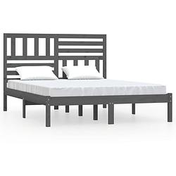 Foto van Vidaxl bedframe massief grenenhout grijs 120x200 cm