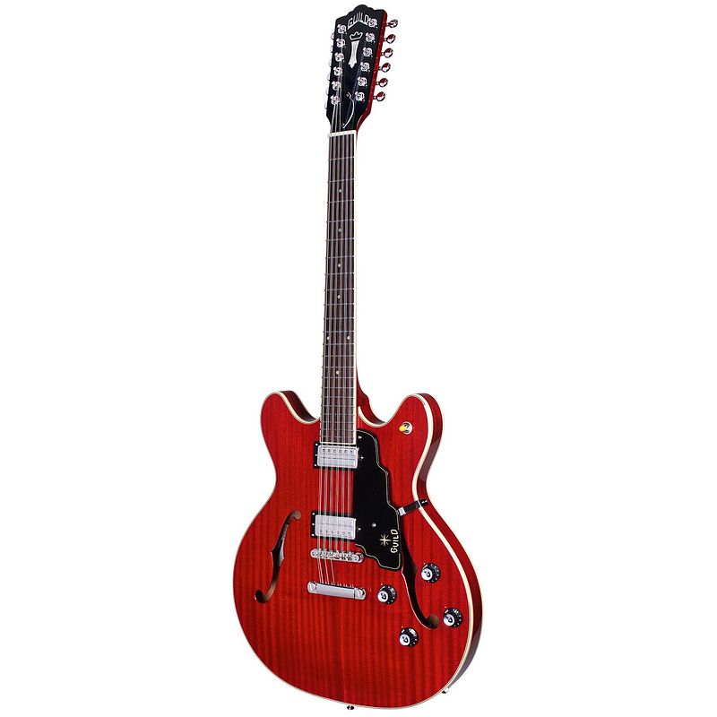 Foto van Guild starfire iv-12 st cherry 12-snarige semi-hollow met koffer