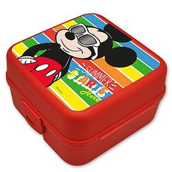 Foto van Disney mickey mouse broodtrommel/lunchbox voor kinderen - rood - kunststof - 14 x 8 cm - lunchboxen