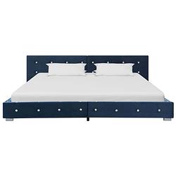 Foto van The living store bedframe klassiek blauw - 214.5 x 174 x 64 cm - gepoedercoat ijzer - fluweel