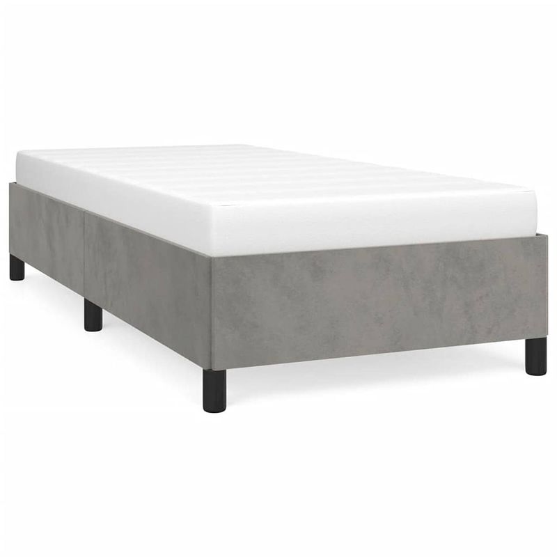 Foto van The living store bedframe velvet - lichtgrijs - 203 x 83 x 35 cm - multiplex lattenbodem