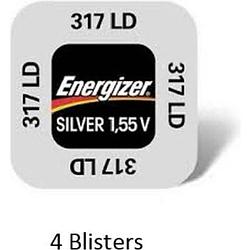 Foto van 4 stuks (4 blisters a 1 stuk) energizer zilver oxide knoopcel 317 ld 1.55v