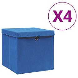 Foto van Vidaxl opbergboxen met deksel 4 st 28x28x28 cm blauw