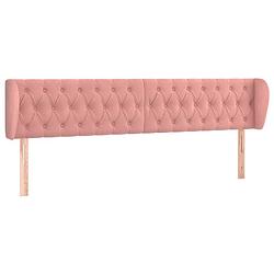 Foto van The living store hoofdbord met randen 183x23x78/88 cm fluweel roze - bedonderdeel