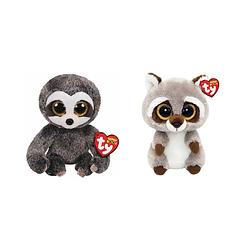 Foto van Ty - knuffel - beanie boo's - dangler sloth & racoon