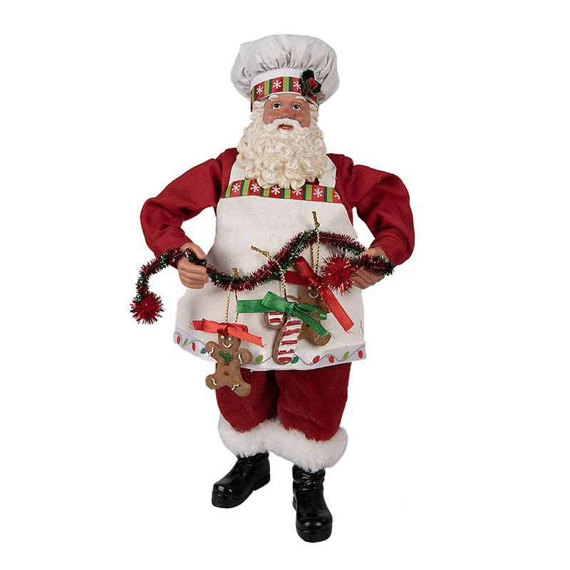 Foto van Haes deco - kerstman deco figuur 16x8x28 cm - rood - kerst figuur, kerstdecoratie