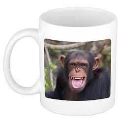 Foto van Dieren foto mok chimpansee - apen beker wit 300 ml - feest mokken