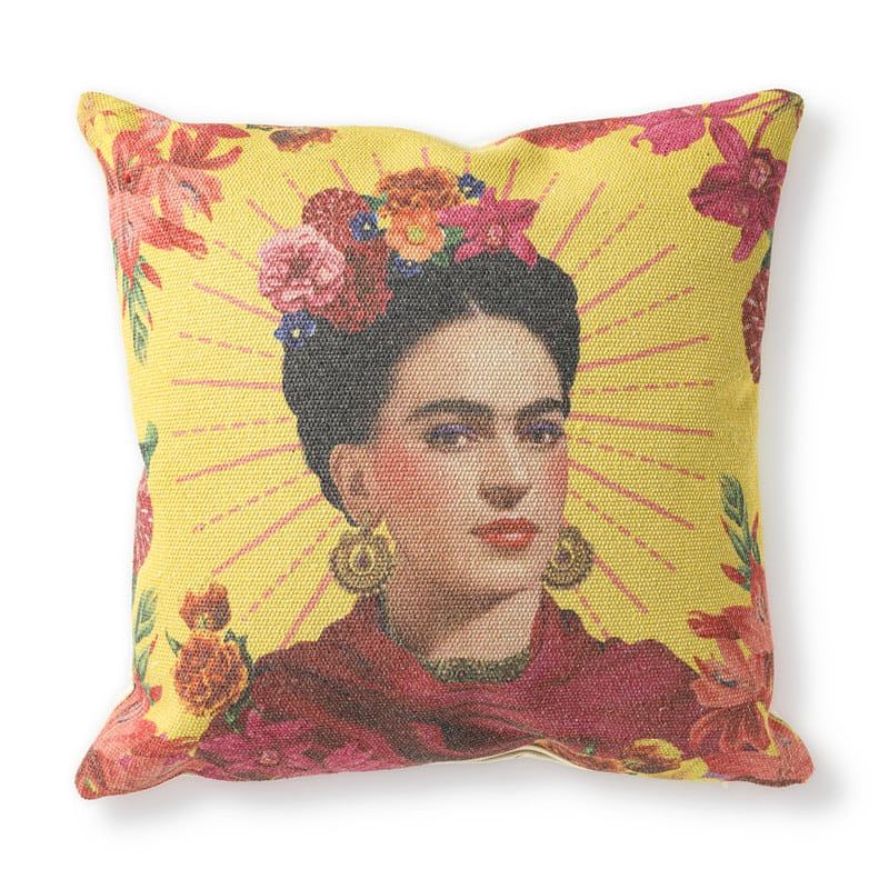 Foto van Sierkussen frida - geel - 45x45 cm