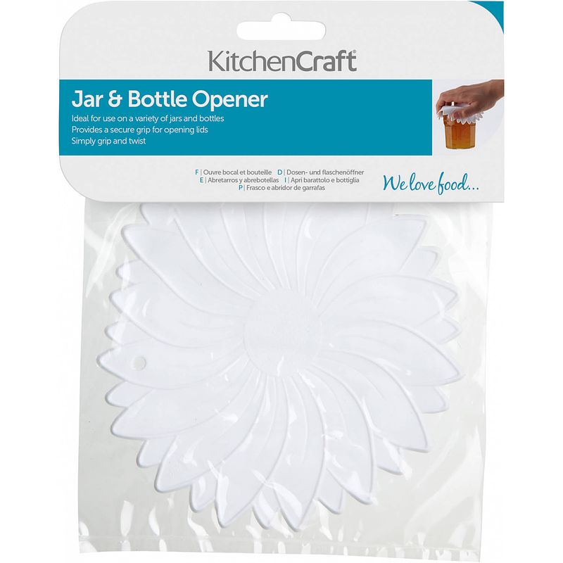 Foto van Kitchencraft pottenopener antislip 15 cm rubber wit