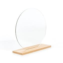 Foto van Oliva'ss - ronde spiegel - make-up spiegel - tafelspiegel op bamboe voet - ø 20 cm
