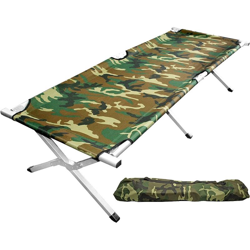 Foto van Nordfalk veldbed xl 190 x 64 cm - campingbed / stretcher / kampeerbed - extra stevig metaal - camouflage