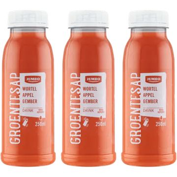 Foto van Jumbo vers groentesap wortel, appel & gember 3 x 250ml