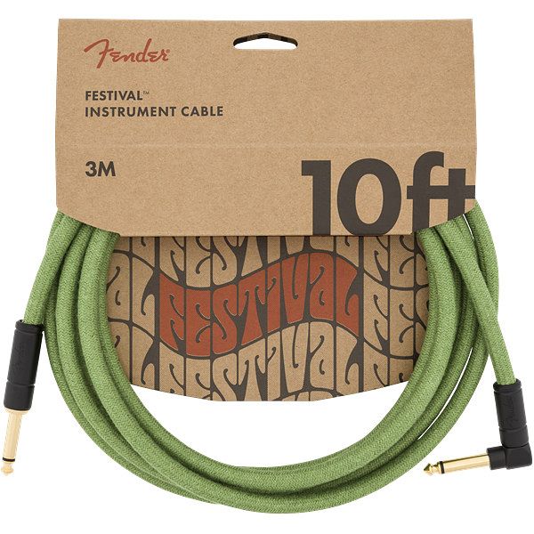 Foto van Fender festival cables green r/a instrumentkabel 3m