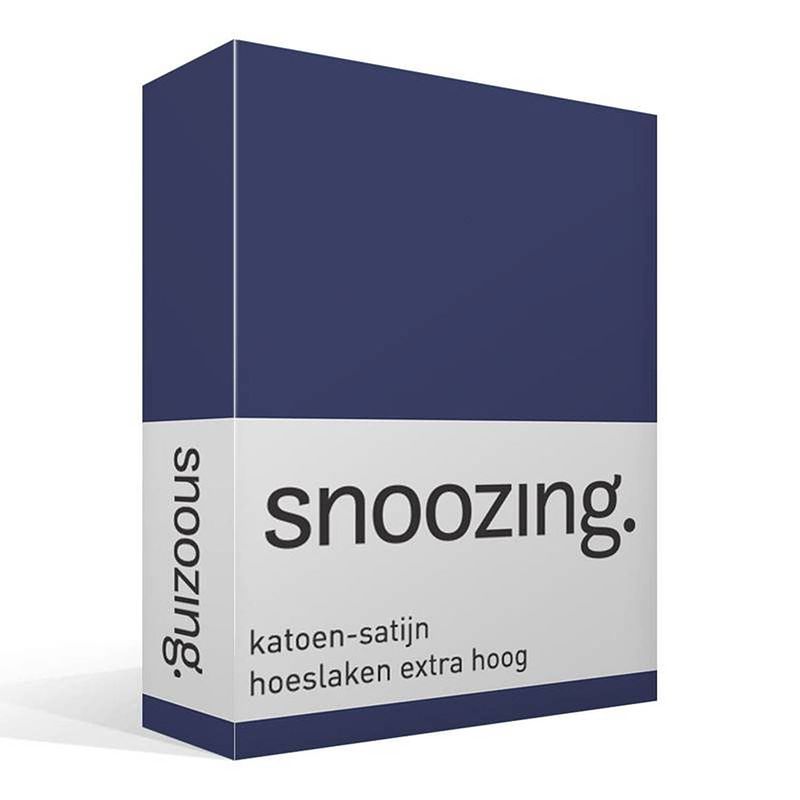 Foto van Snoozing - katoen-satijn - hoeslaken - extra hoog - 100x220 - navy