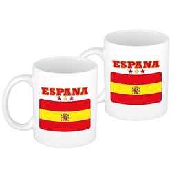 Foto van 2x stuks mok spaanse vlag 300 ml - feest mokken