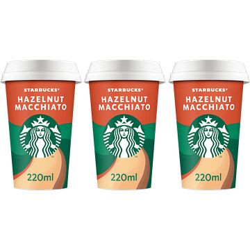 Foto van Starbucks chilled coffee hazelnut macchiato ijskoffie 3 x 220ml bij jumbo