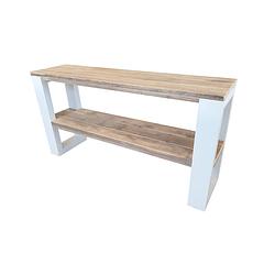 Foto van Wood4you - side table new orleans industrial wood - - wit - eettafels 120 cm - bijzettafel