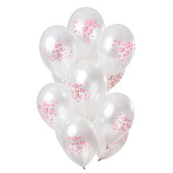 Foto van Ballonnen 'slove is in the air's metallic 30cm - 12 stuks