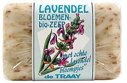 Foto van De traay zeep lavendel met lavendelbloesem