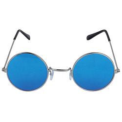 Foto van Blauwe hippie flower power zonnebril met ronde glazen - verkleedbrillen