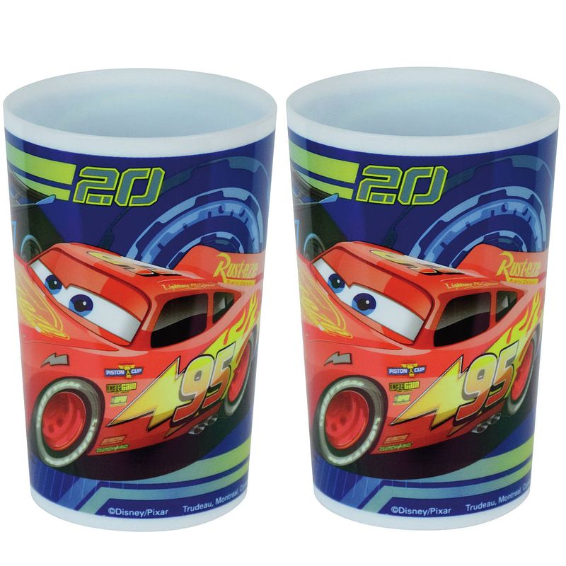 Foto van 2x stuks kunststof drinkbeker disney cars 220 ml - kinderservies