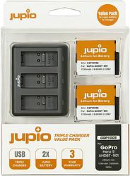 Foto van Jupio kit: battery gopro hero 9/10 ahdbt-901 (2x) + compact usb triple charger