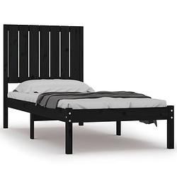 Foto van The living store houten bedframe - 195.5 x 80.5 x 31 cm - massief grenenhout - zwart