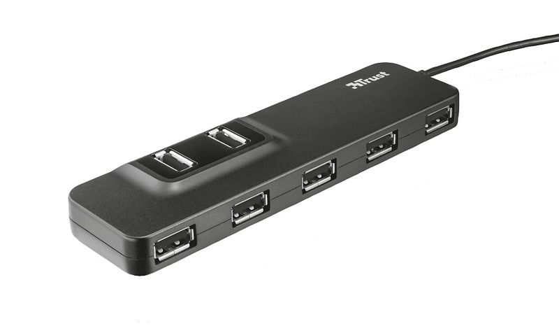 Foto van Trust oila 7-port usb2.0 hub usb hub zwart