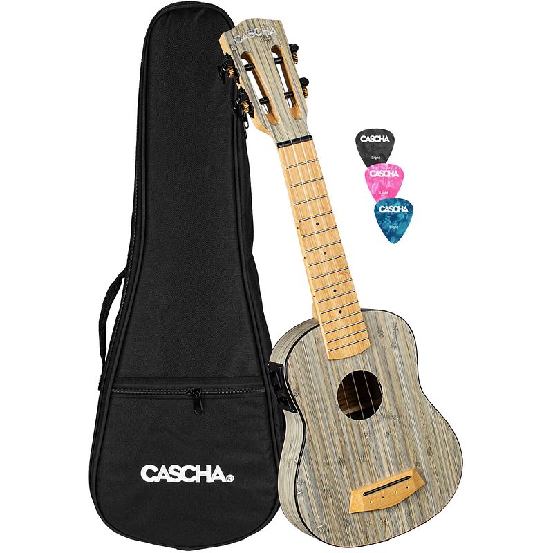 Foto van Cascha hh 2315e bamboo graphite e/a sopraan ukelele set