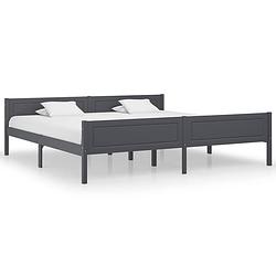 Foto van Vidaxl bedframe massief grenenhout grijs 200x200 cm