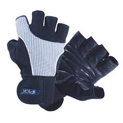 Foto van Atipick fitness-handschoenen power leer/polyester blauw maat s