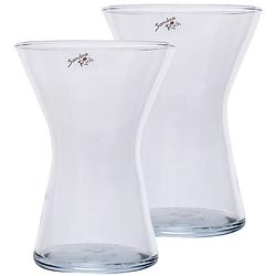 Foto van Set van 2x stuks bloemenvaas/vazen van transparant glas 19.5 x 14 cm - vazen