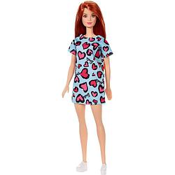 Foto van Barbie pop trendy blauwe jurk met vlinders