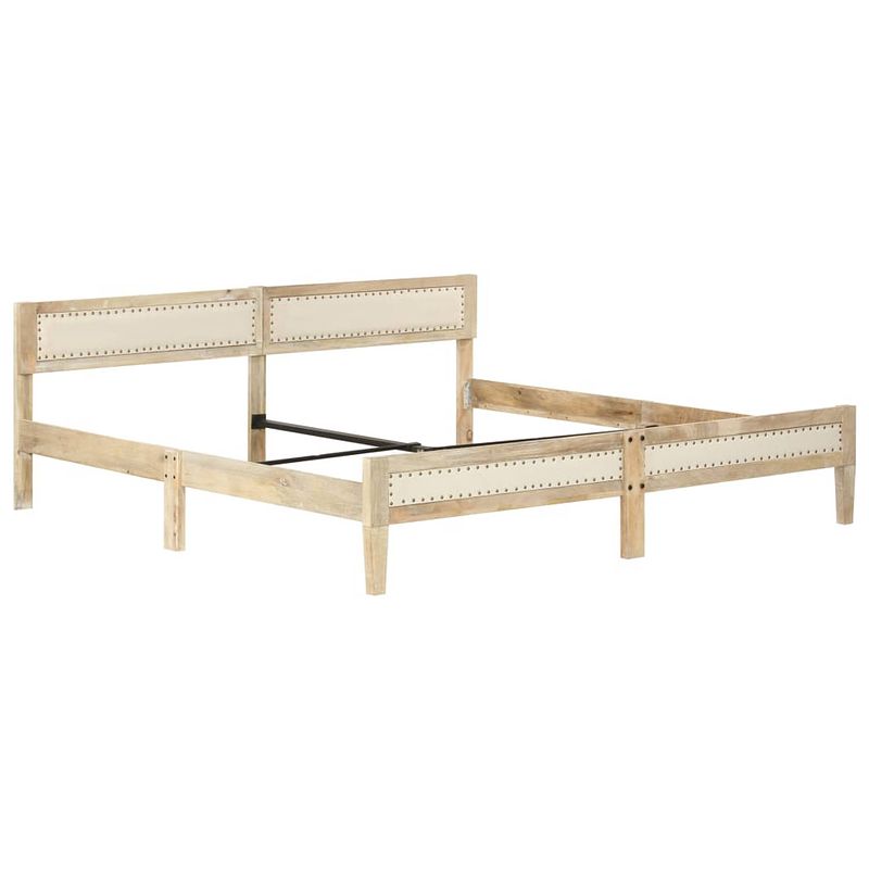 Foto van The living store massief mangohouten bedframe - klassieke uitstraling - bedframes - 205 x 205 x 73 cm - ken- naturel